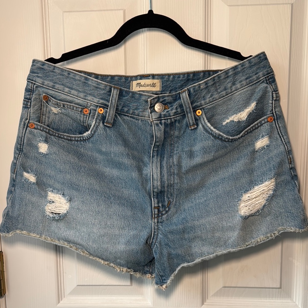Madewell Blue Distressed Jean Shorts